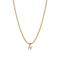 Golden snake chain necklace with sparkling zircon-encrusted letter H pendant - Letter H