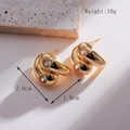 Goldene zweilagige Tropfenohrringe mit Zirkonia im minimalistischen Design - Doppelter Wassertropfen Gold