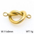 Golden heart-shaped stainless steel jewelry connector with double holes, 11x9mm size - Gold (KLJ8651-Z)