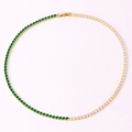 Collana tennis in oro con zirconi verde smeraldo e bianchi e chiusura a scatola - Collana