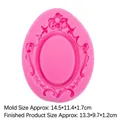 Pink silicone mold with vintage European oval frame relief carving, 14.5x11.4x1.7cm - 1# (Large) / Pink