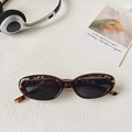 Oval tortoiseshell sunglasses with black lenses and retro fashion style for 2025 trends - Leopard Print