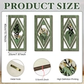 Dreiteiliges Wandbild-Set aus Holz mit grünen Blattmustern und Goldspritzern - Grüne Pflanze Raute Ausgehöhlt Stil (Y26Y90069_Q) / 3-teiliges Set