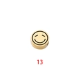 Detailed view of a gold-plated round charm bead with laser-engraved smiley face for DIY jewelry - Expression 13