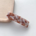 Minimalist 8.5cm acetate hair clip with white and amber marble pattern and glossy finish - Marble Brown