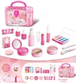 Pink 14pcs pretend play makeup kit for girls with toy lipstick and carrying case - Pink Nail Art + Spray [14PCS] English Storage Box