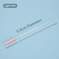 Reusable 0.8cm Tritan straw in light pink with matching metal cleaning brush set - Light Pink