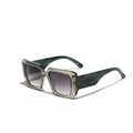 Gafas de sol cuadradas Y2K de gran tamaño con montura gris verde y patillas camuflaje - Verde Aguacate Transparente