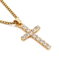 18K vergulde roestvrijstalen kruis hanger ketting met box ketting en heldere kristallen - Alleen Hanger Prijs / Goud (KP97465)