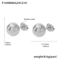 Polished silver stainless steel ball stud earrings with 10mm round spheres and butterfly backs - Ball Style (F1698) / Steel Color Hollow Steel Ball Stud Earrings