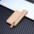 Universelles beige gewebtes Handy-Kartenetui mit silbernem Reißverschluss und Kartenhalter - Vertikaler Flip-Stil / Khaki-Apricot
