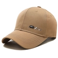 Khaki cotton twill baseball cap with side brand logo for men's outdoor casual wear - Adjustable / Deep Beige
