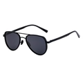 Gafas de sol aviador polarizadas con montura negra y lentes grises para hombre - Negro Mate Negro Brillante Todo Gris