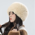 Women's warm faux fur trapper hat in creamy white with thick plush winter insulation - One Size / Beige
