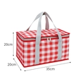 Red and white checkered insulated picnic bag with 35x20x20cm size measurements - Red and White Grid