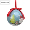Bola de Navidad azul claro de 7,2 cm con dibujos de Papá Noel y pingüino y lazo rojo - Azul