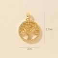 Golden Tree of Life pendant with zircon stones, 2.7cm height and 2cm width design - 0370-7 Gold Tree of Life Pendant