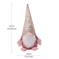 Roze kerstkabouter van pluche met roségouden pailletten en witte nepbont baard - Mannelijke Rudolf (Baardstijl)