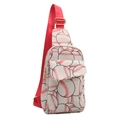 White nylon crossbody bag with red baseball pattern and adjustable fabric strap - White Baseball Style