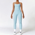 Ensemble de yoga deux pièces bleu clair avec haut dos nu et legging taille haute - Gilet 8519 + Pantalon 8519 Bleu Ciel / S