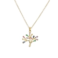 Collana dorata con pendente ad albero e zirconi multicolore con incastonatura micro - Oro Zirconia Multicolore