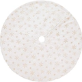38cm mini white plush Christmas tree skirt with decorative gold glitter snowflakes - Gold Embroidered Snowflakes