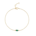 Minimalist S925 silver bracelet with marquise-cut green zircon and golden finish - Gold