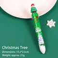 Christmas tree themed ten-color ballpoint pen with green barrel and festive 3D topper - Christmas Tree