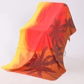 Double-sided microfiber beach towel with tropical sunset and coconut tree silhouette print - A1-Gradient Sunset / 160cm x 80cm