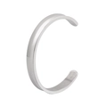 Polished 8mm stainless steel oval open cuff bracelet for men with geometric curved surface - Steel