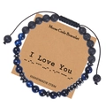 Detail of Morse code bracelet with blue tiger eye stones on I Love You gift card - I Love You-Morse Code Bracelet (Blue Tiger Eye)