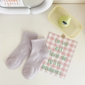 Breathable lavender purple cotton socks with ribbed cuffs in a minimalist lifestyle setting - One Size / Taro Purple