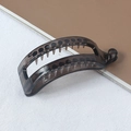 Minimalist matte transparent black banana hair clip with secure internal grip teeth - Gray