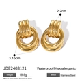 Macro detail of 18K gold plated stainless steel heart flower earrings with size specs - Gold Round Hoop Style (JDE2403121)