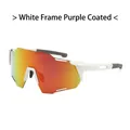 Lunettes de sport cyclisme avec monture blanche et verres dégradés orange-violet réfléchissants - Monture Blanche Verres Violets
