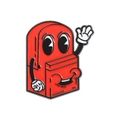 Pin's en émail rouge en forme de cartable de dessin animé avec expression ludique - Style Sac À Dos (QHXZ2721)