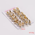 Detailed view of gold stainless steel hoop earrings with white zircon on display - Square