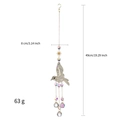 Hummingbird crystal suncatcher pendant with rhinestone bird and sparkling crystal drops - Crystal Ball Style / Gold