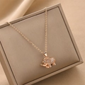 Exquisite rose gold elephant pendant necklace with zircon inlay on luxury jewelry box - Rose Gold
