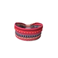 Böhmisches korallenrotes Stirnband mit Ethno-Print für Damen aus dehnbarem Stoffmuster - Gekreuzt / Typ B - Korallenrot Ethno