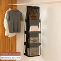 8-pocket black hanging handbag organizer made of non-woven fabric and PVC, 35x117cm - 8 Compartments [Double Sided] / Black