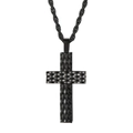 Collar cruz negra estilo punk con patrón tejido único sobre un colgante de acero - Solo Colgante (Sin Cadena) / Negro