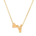 Golden heart necklace featuring a V-letter pendant and fine chain for a stylish look - Letter V (10038)