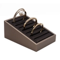 Tiered bronze jewelry display stand with soft brown slots for bracelets and rings - Coffee