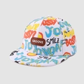 White baseball cap with colorful graffiti and leather label for boys and girls - SMILE Print / White Flat Brim