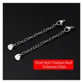 Silver titanium steel extension chain with lobster clasp and heart pendant for jewelry - Heart Style Extension Chain (Silver)
