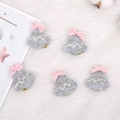 Five grey handmade wool felt bells with pink bows for DIY Christmas tree ornaments - Bell / Gray