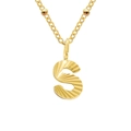 Minimalist 18k gold-plated stainless steel necklace with S letter pendant and beads - Letter S / Gold