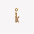 18K gold plated stainless steel letter K pendant with pearls and a spring clasp - Letter K