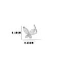 Silver butterfly nose stud with clear crystals and zircon, size 0.44cm x 0.55cm - No.7 Silver Butterfly (HSPJ0149)